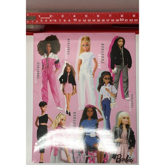 Mattel Barbie Pink Back to School Paper File Folder Pockets 3 Ring Fashion Dolls - Picture 7 of 8